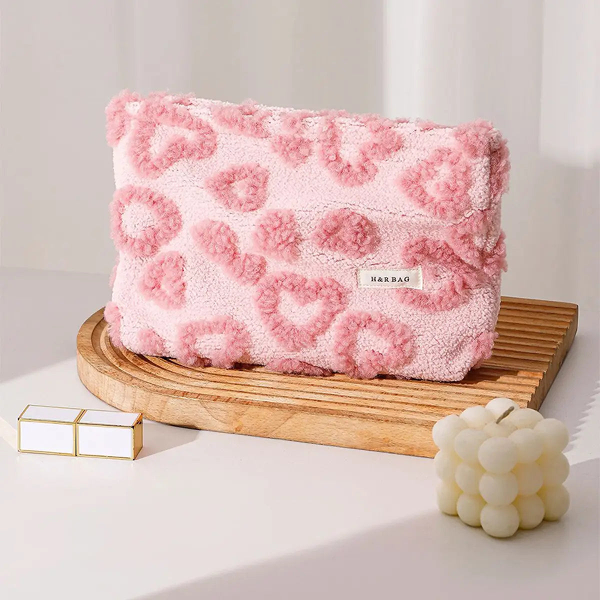 Plush Heart Makeup Bag