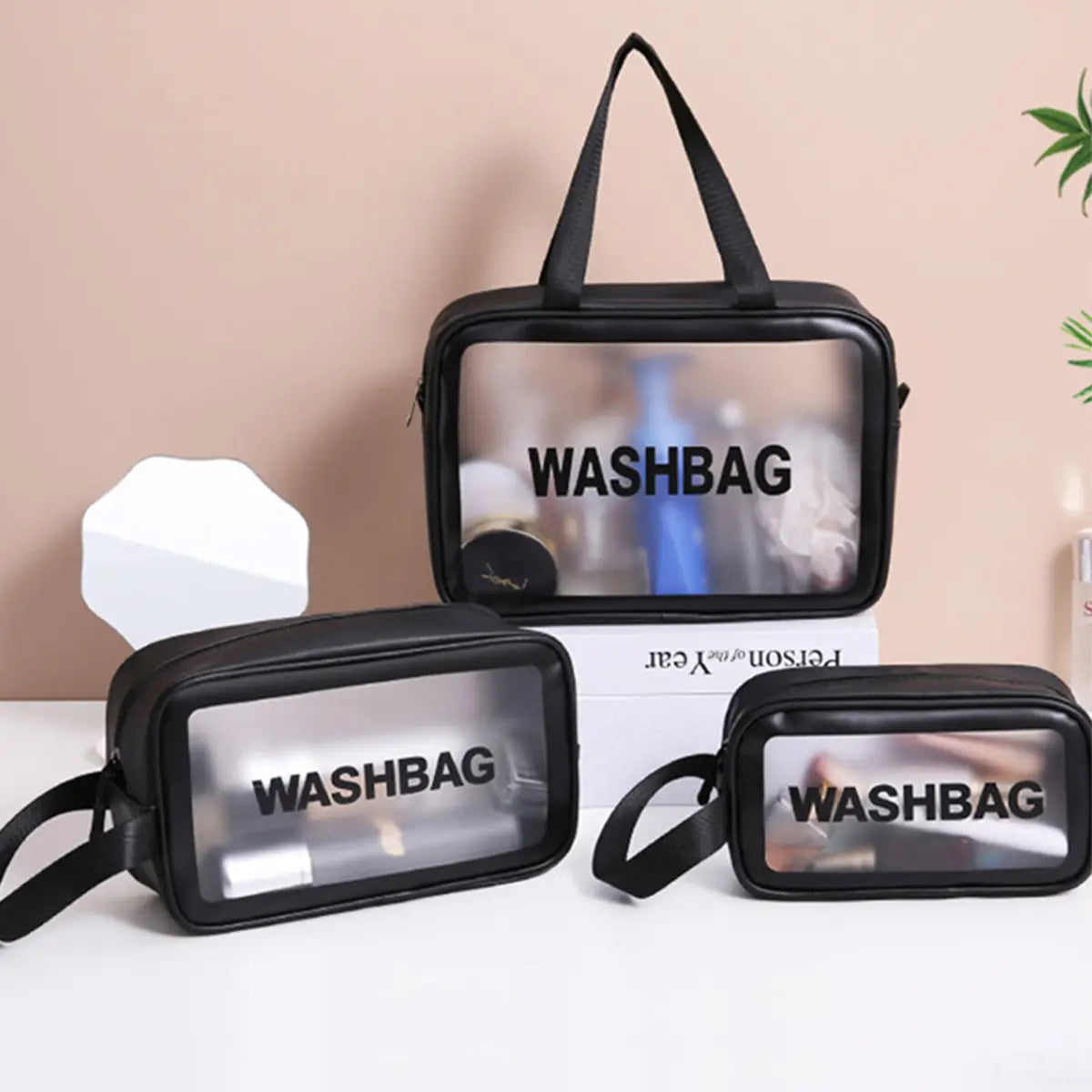 3SET Black Travel Portable Makeup Wash