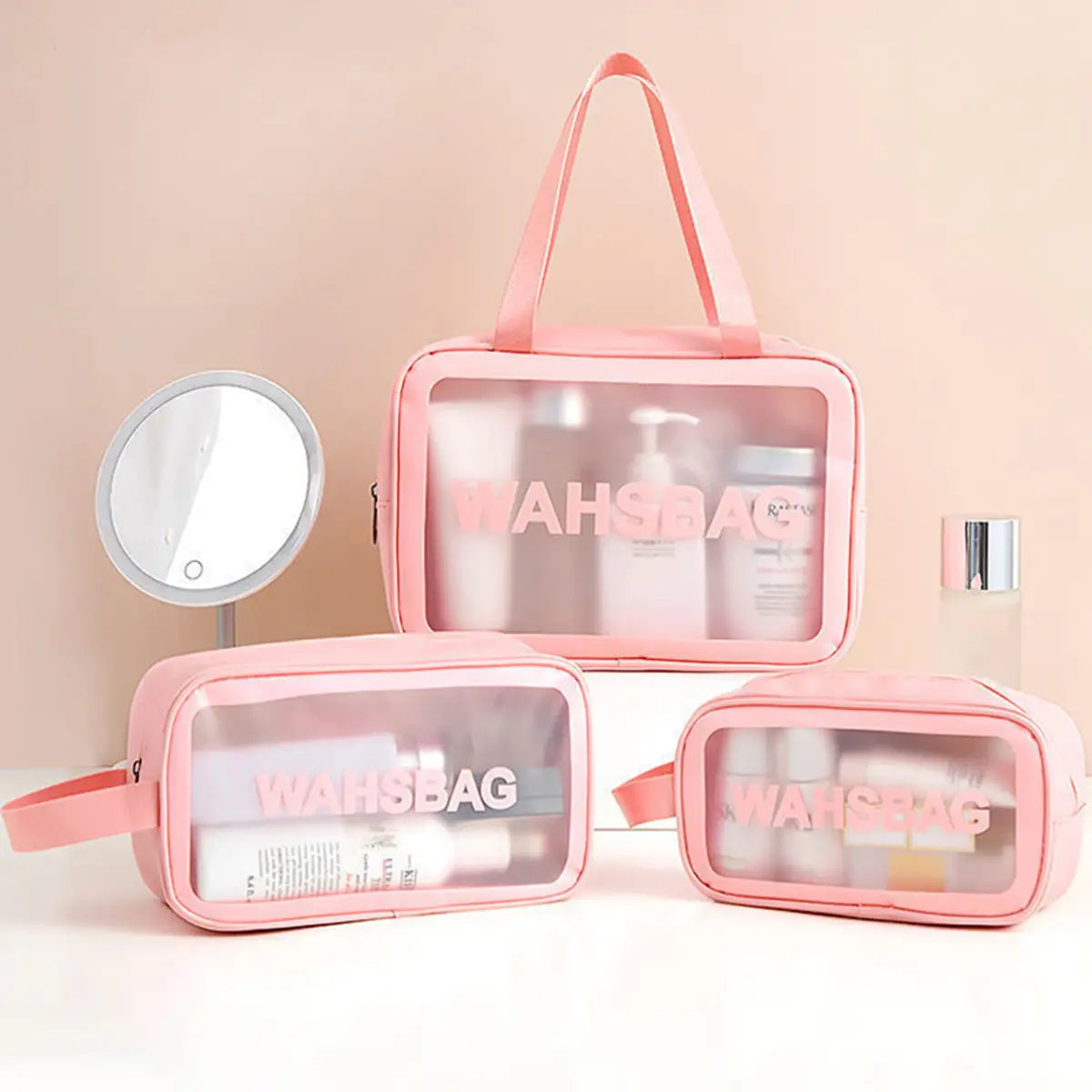 3SET Pink Travel Portable Makeup Wash