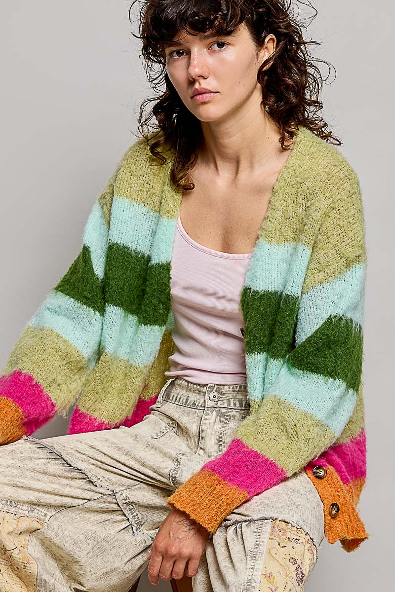 Mohair Striped Oversized Cardigan