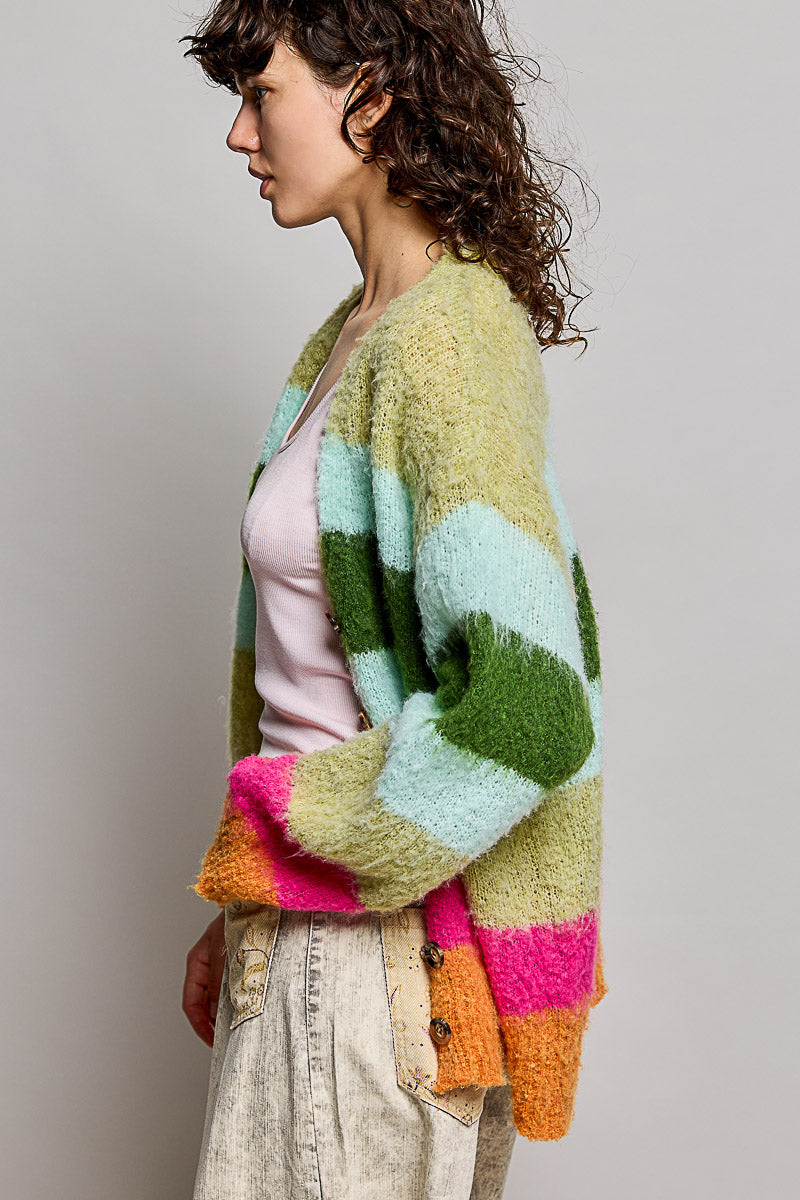 Mohair Striped Oversized Cardigan