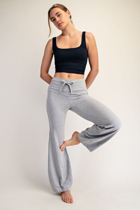 Grey Cotton Lycra Bubbled Flare Pants