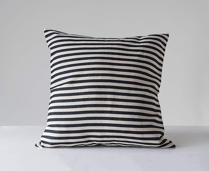 Creative Coop 26" Square Coton Woven Striped Pillow