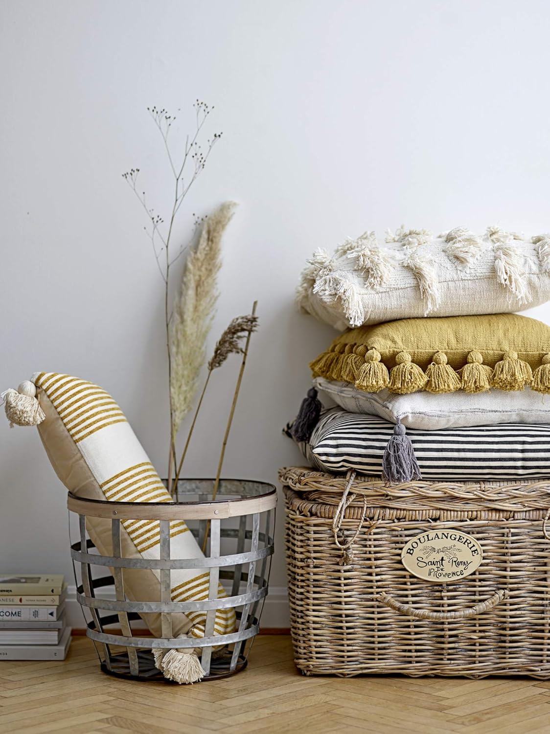 Creative Coop 26" Square Coton Woven Striped Pillow